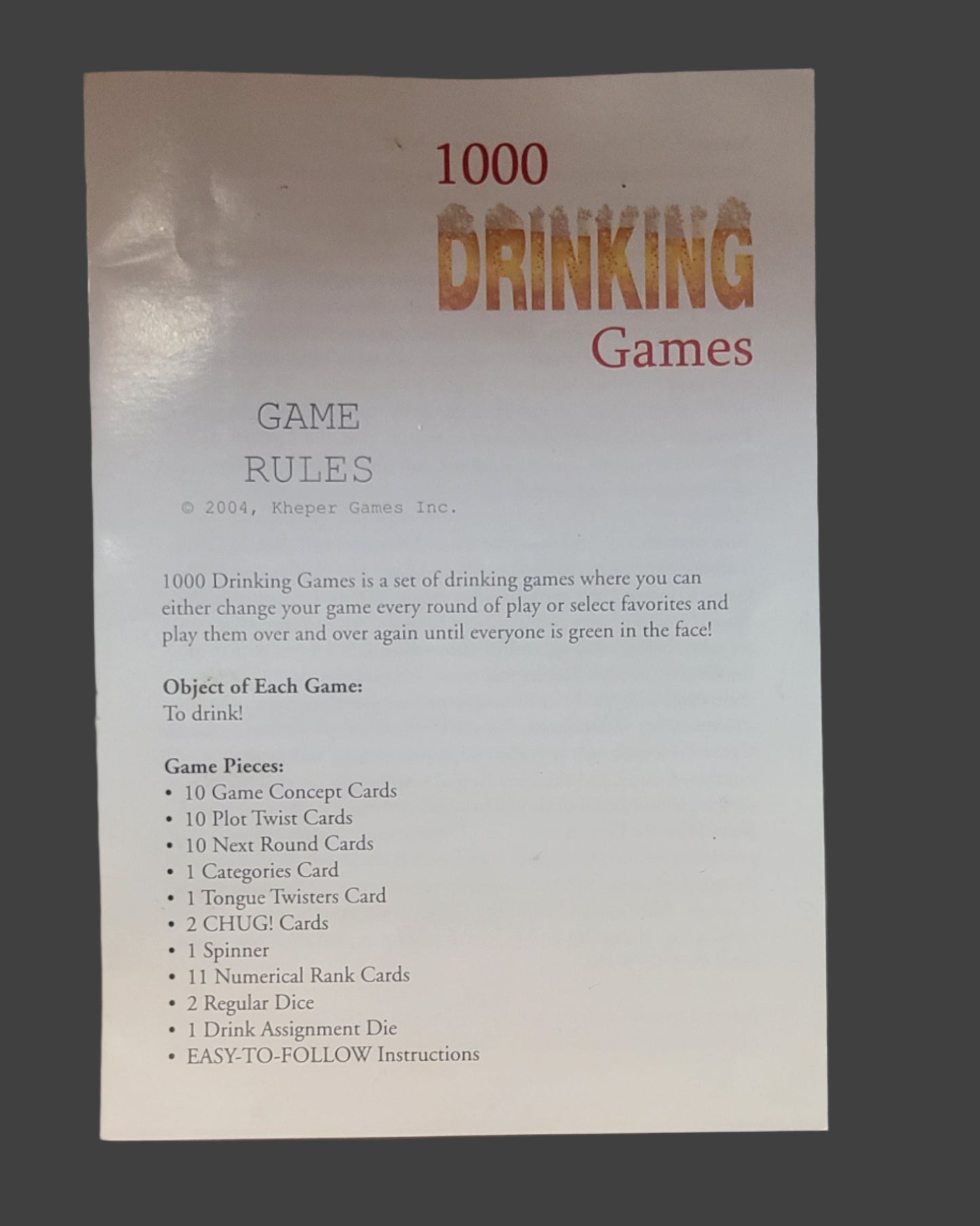 1000 Drinking Games - Copyright 2004 - LIKE NEW
