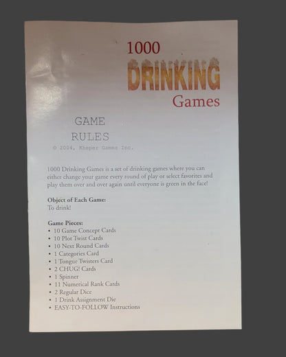 1000 Drinking Games - Copyright 2004 - LIKE NEW