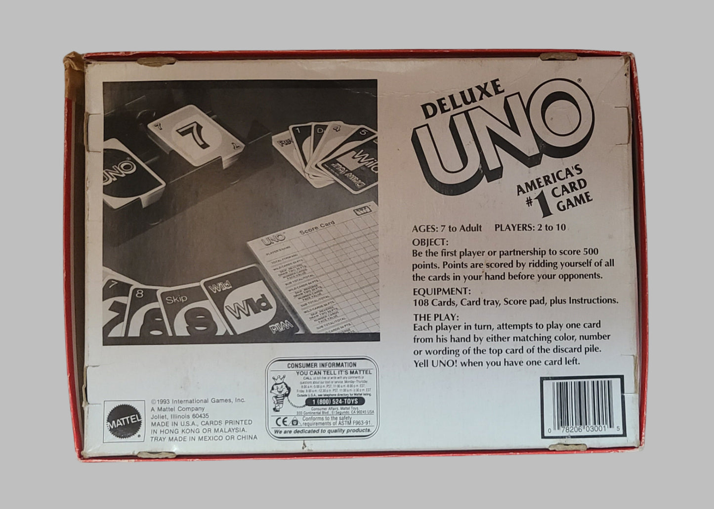 Mattel Games Deluxe Uno - Copyright '93 - USED