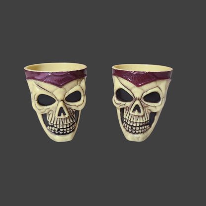 VTG Easter Unlimited Plastic Skull Shot Glass Set of 2 - USED