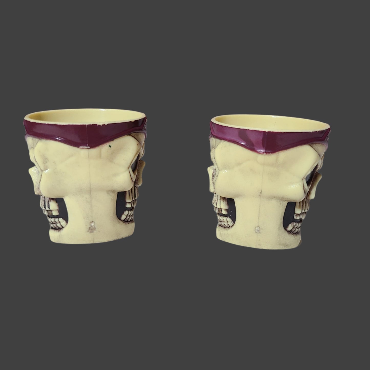 VTG Easter Unlimited Plastic Skull Shot Glass Set of 2 - USED