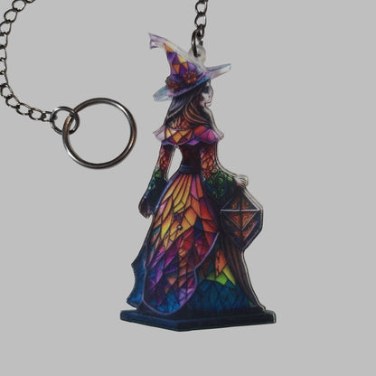 Acrylic Halloween Witch Pendant w/ Keychain - LIKE NEW