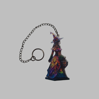 Acrylic Halloween Witch Pendant w/ Keychain - LIKE NEW