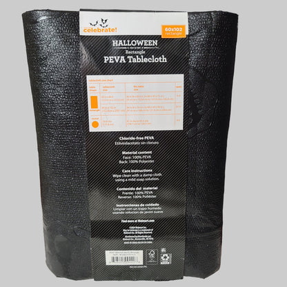 Way To Celebrate! Halloween Rectangle PEVA Black Skull Tablecloth - NEW