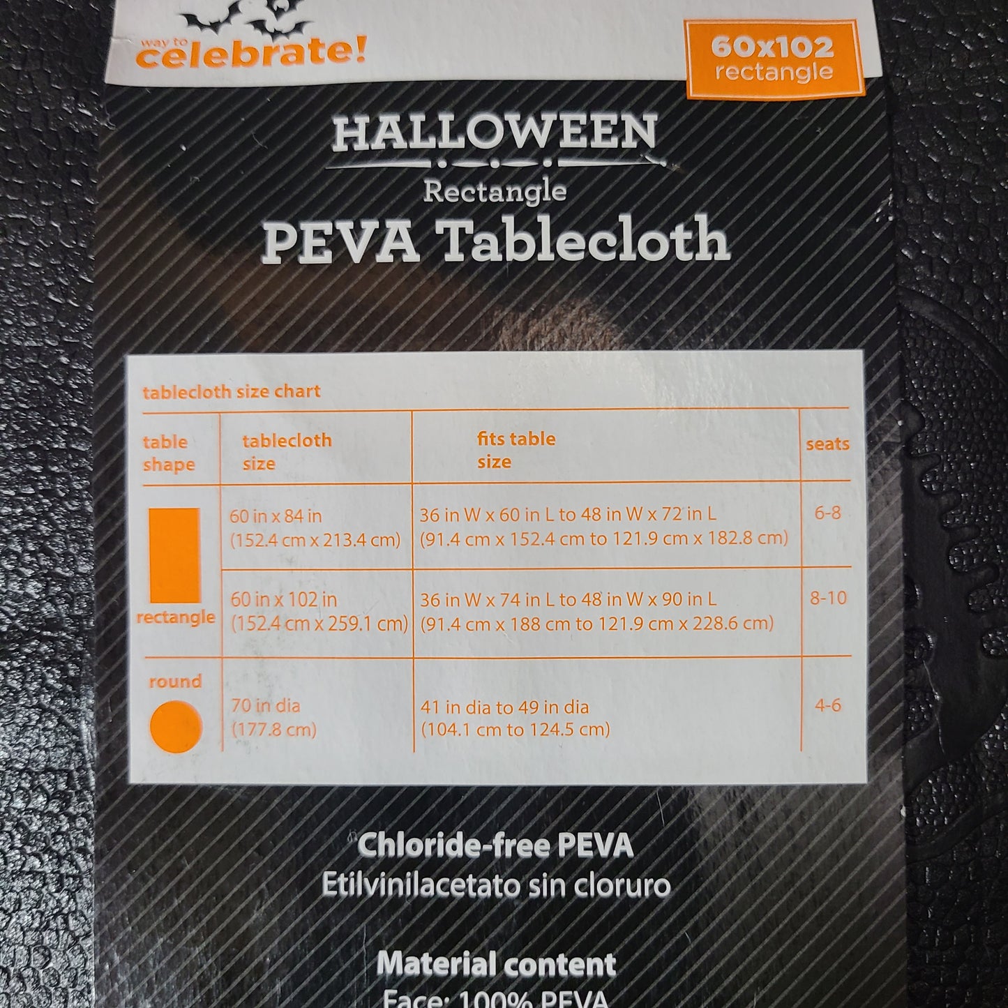 Way To Celebrate! Halloween Rectangle PEVA Black Skull Tablecloth - NEW