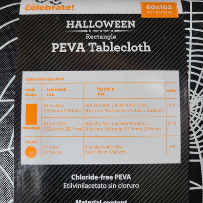 Way To Celebrate! Halloween Rectangle PEVA Black Spider Web Tablecloth - NEW