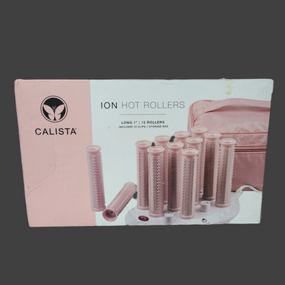 Calista Ion Hot Rollers - Long 1" - 12 Rollers - 12 Clips w/ Storage Bag - NEW