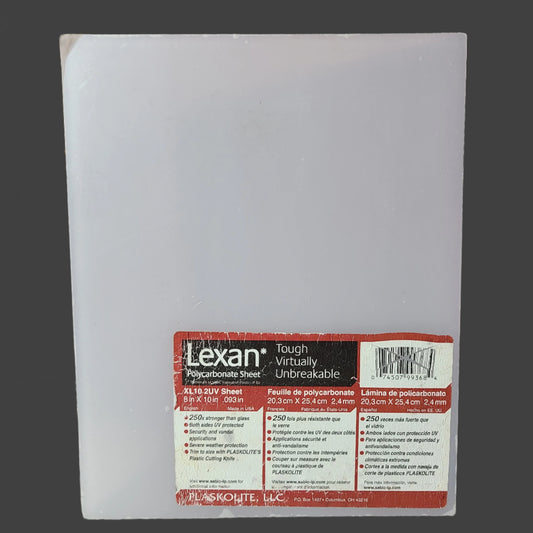 Lexan Polycarbonate Sheet XL10 2UV 8" x 10" - NEW