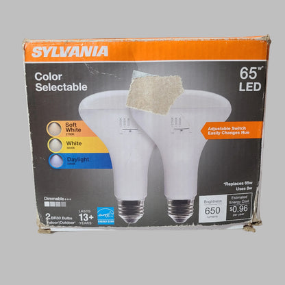 2PK Sylvania Color Selectable 65W LED BR30 Bulbs - LIKE NEW