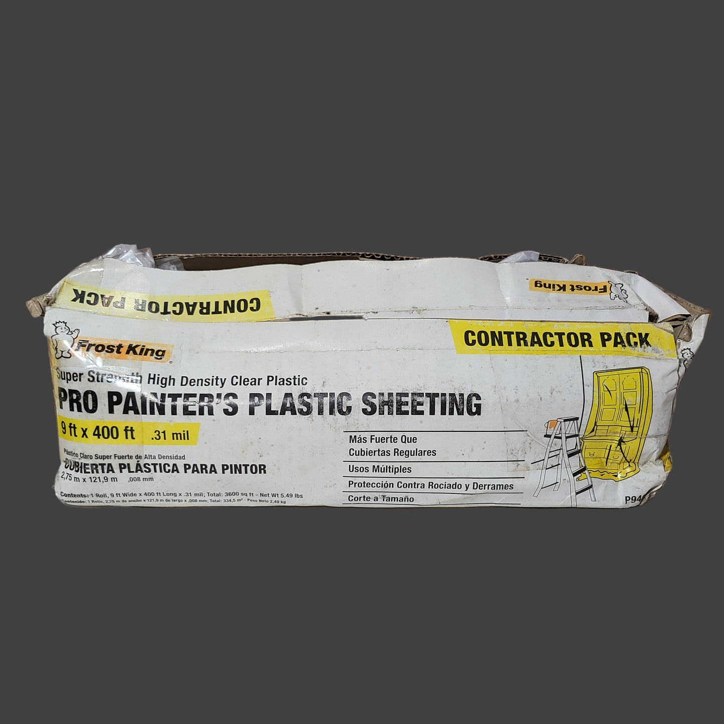 Frost King P9400 High Density Painter's Clear Plastic Sheeting Dispenser Pack - Small Portion Used - AS IS