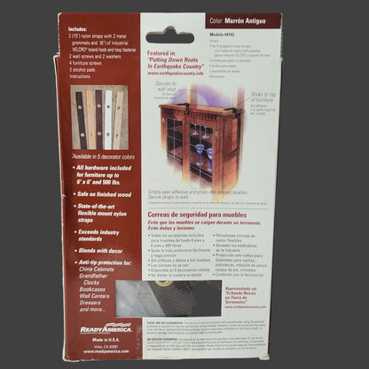 Quake Hold! Furniture Safety Straps - Antique Brown - NEW