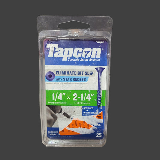 Tapcon 22CT 1/4" x 2-1/4" Concrete Screw Anchors w/ Star Recess - AS IS
