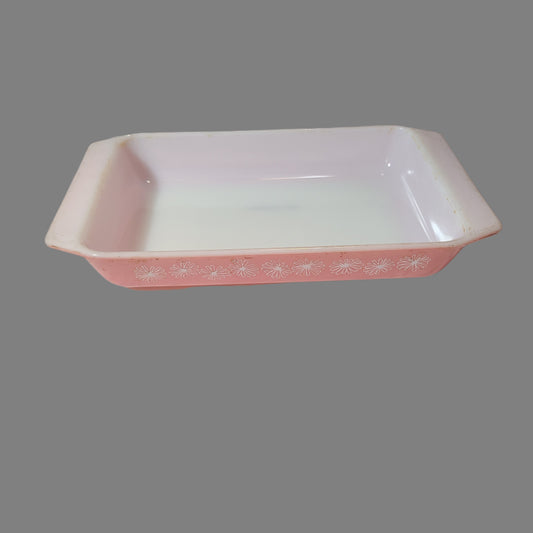 VTG Pyrex Pink Daisy 1.25 QT Casserole Dish - USED