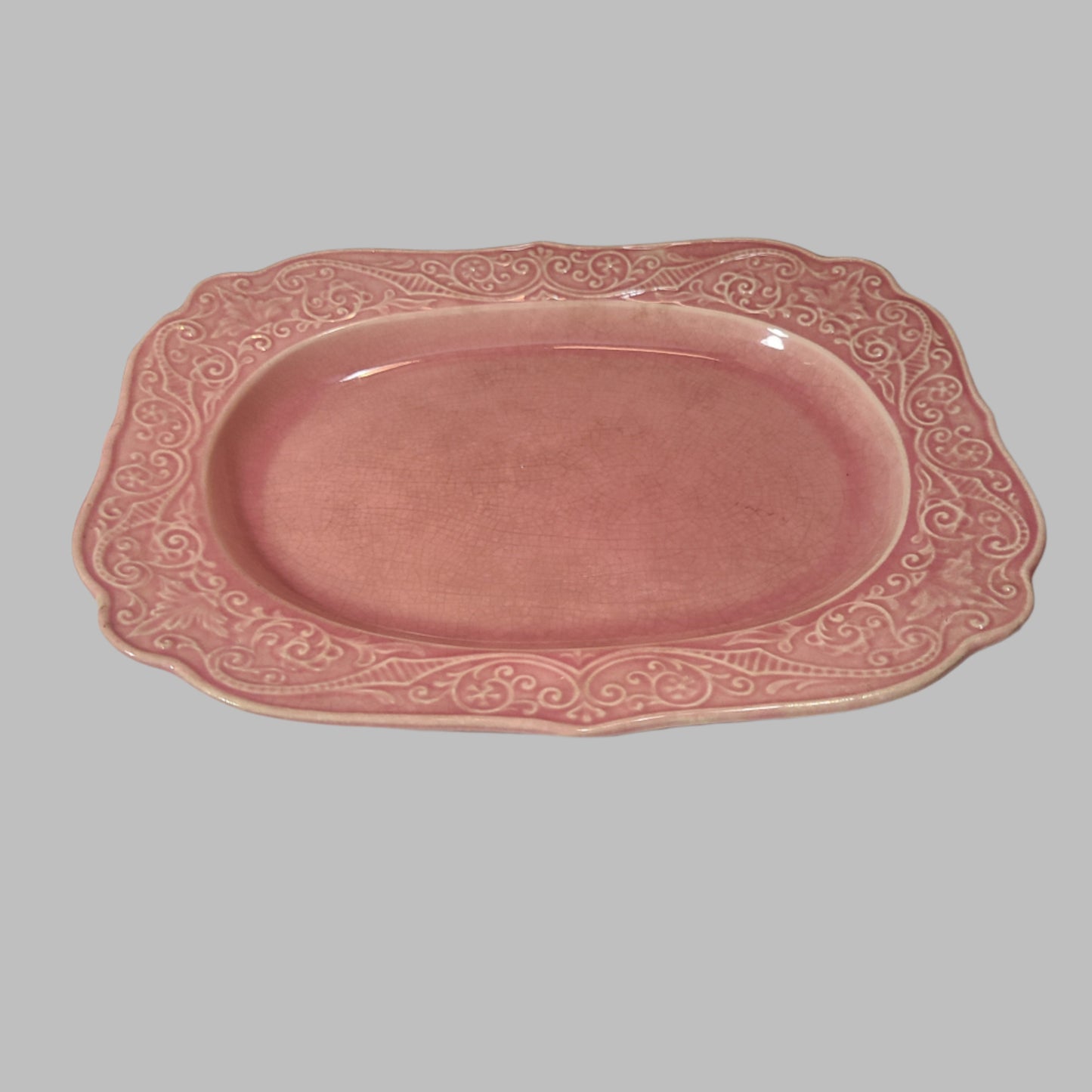 VTG Pink Pressed Design Serving Dish - LIKE NEW