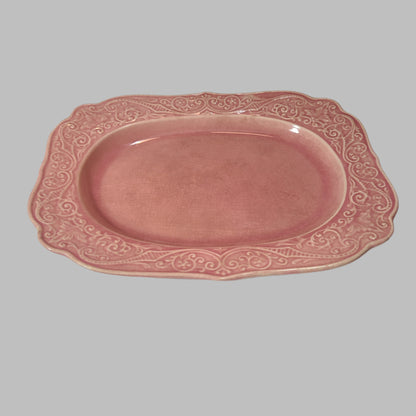 VTG Pink Pressed Design Serving Dish - LIKE NEW