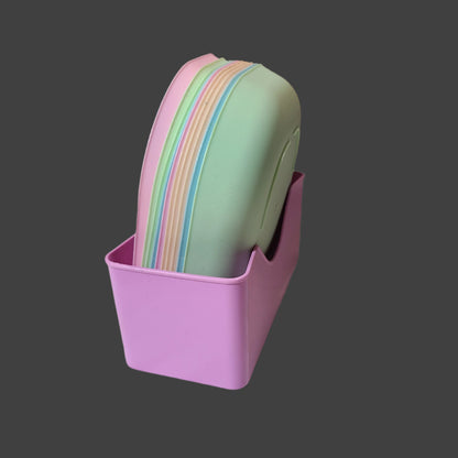 10 PC Plastic Plates w/ Holder - USED