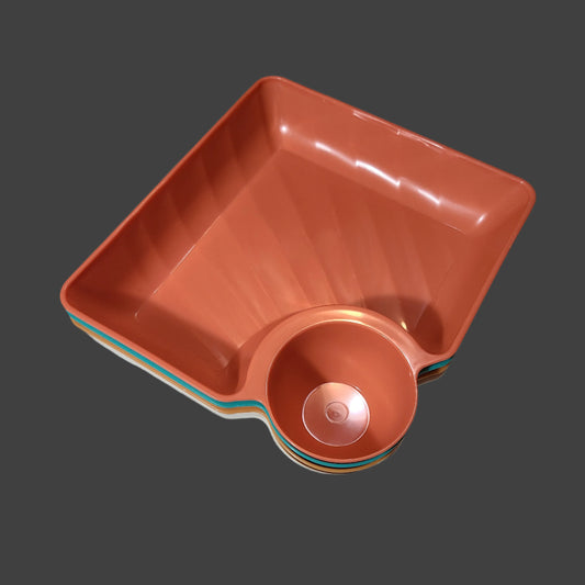 4 PC Stackable Plastic Dipping Saucer Plate - USED