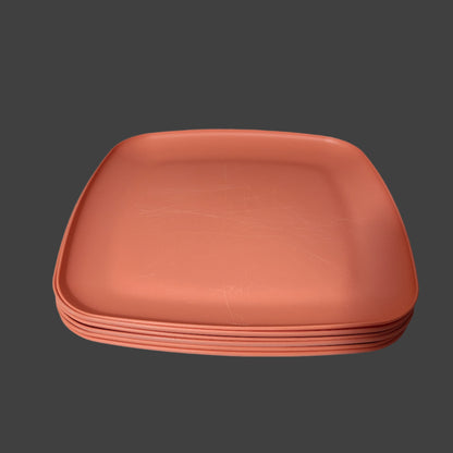 6PK Mainstays Orange Plastic Dinner Plates - USED