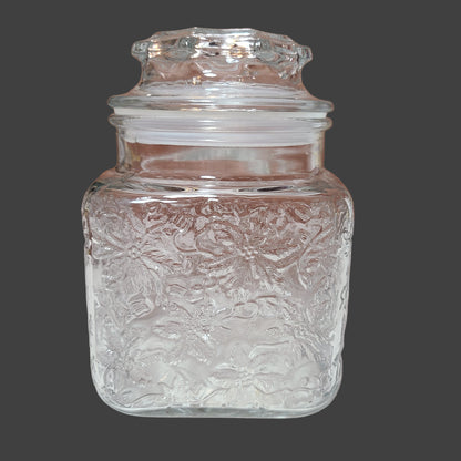 VTG Princess House Fantasia Square Glass Canister w/ Lid - LIKE NEW