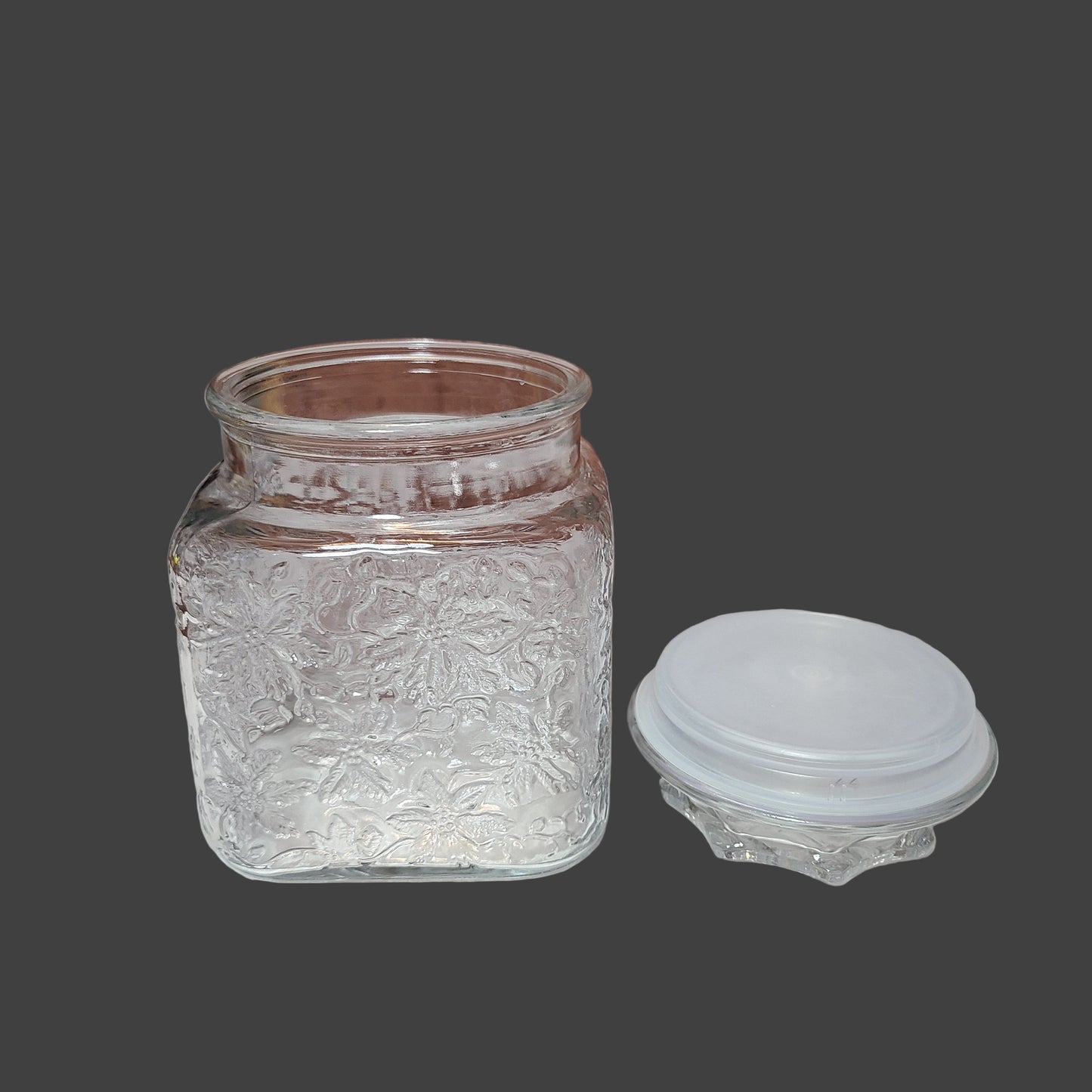 VTG Princess House Fantasia Square Glass Canister w/ Lid - LIKE NEW