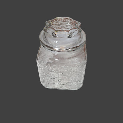 VTG Princess House Fantasia Square Glass Canister w/ Lid - LIKE NEW