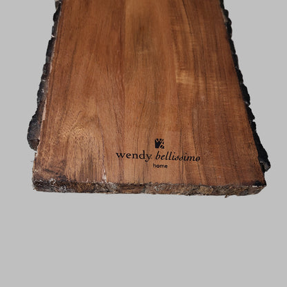 Wendy Bellissimo Walnut Paddle Style Cutting Board w/ Rugged Edges - Some Edging Missing - AS IS