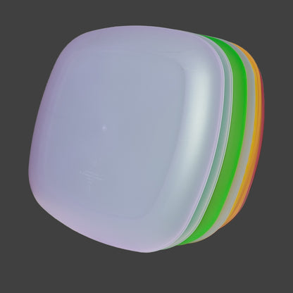 Set of 11 Colorful Clear Plastic Dinner Plates - USED