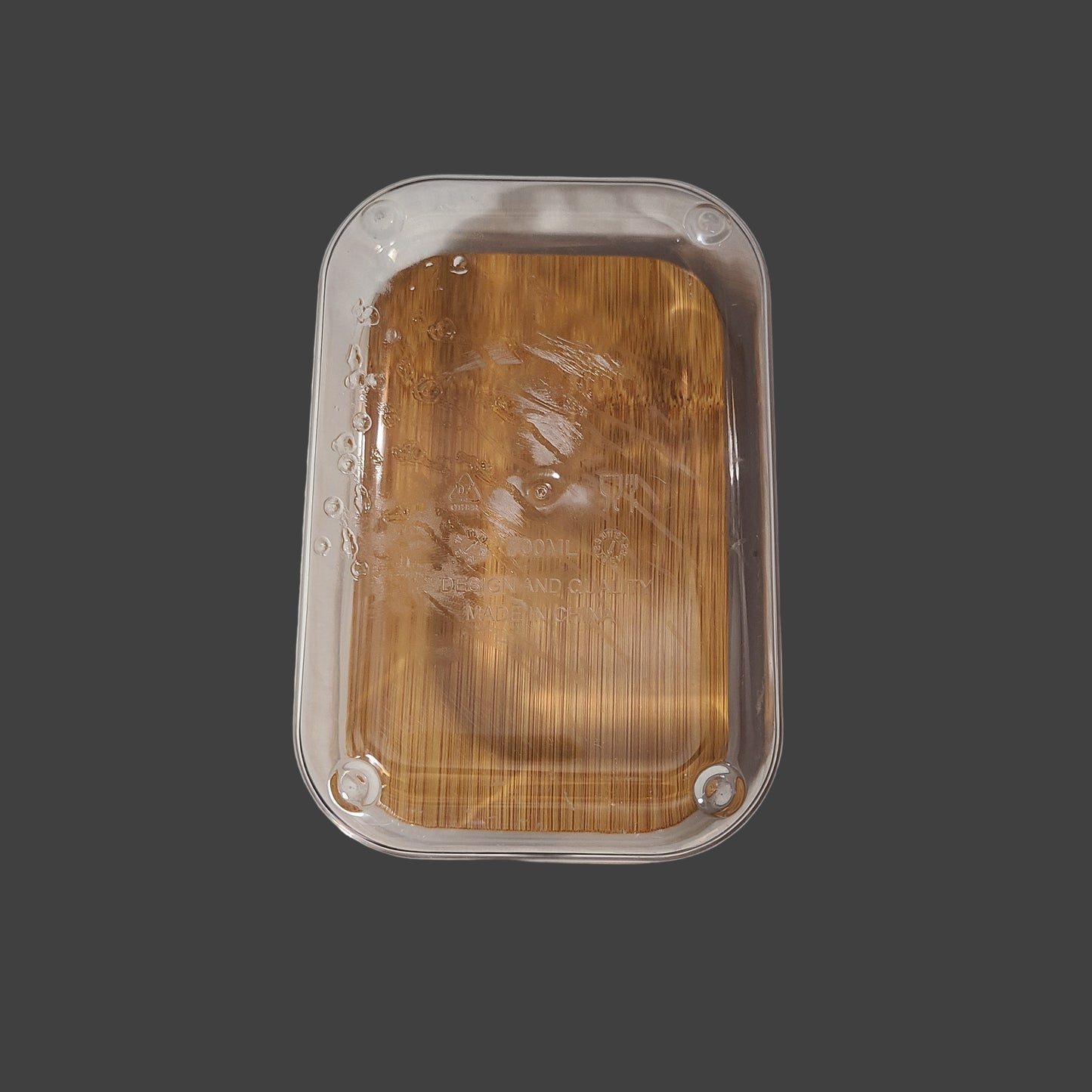 700ML Plastic Food Storage Container w/ Bamboo Lid - USED