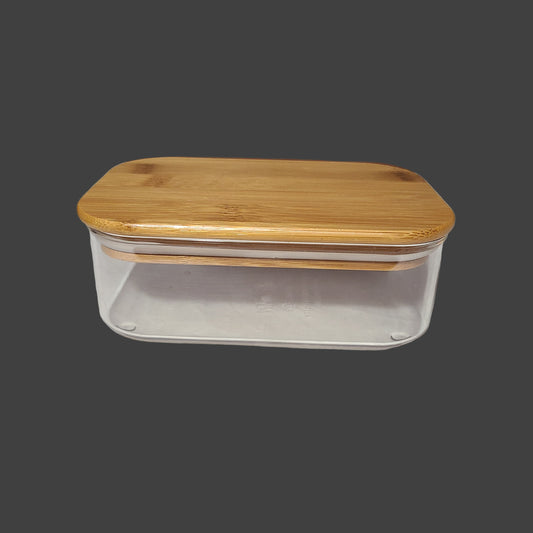 700ML Plastic Food Storage Container w/ Bamboo Lid - USED