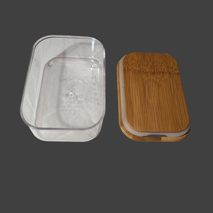 700ML Plastic Food Storage Container w/ Bamboo Lid - USED