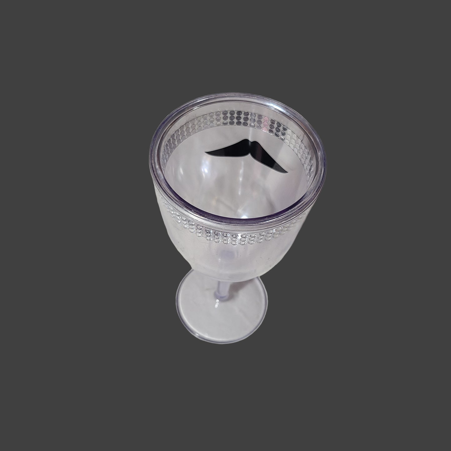 Plastic Mustache & Rhinestone Wine Glass - USED