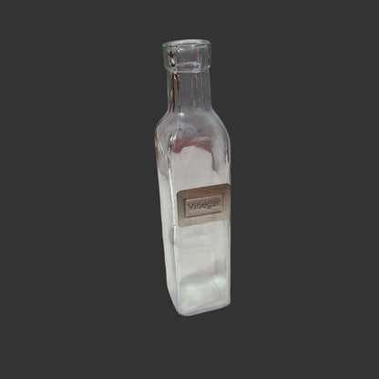 Square Glass Vinegar Bottle - Missing Cork Stopper - AS IS