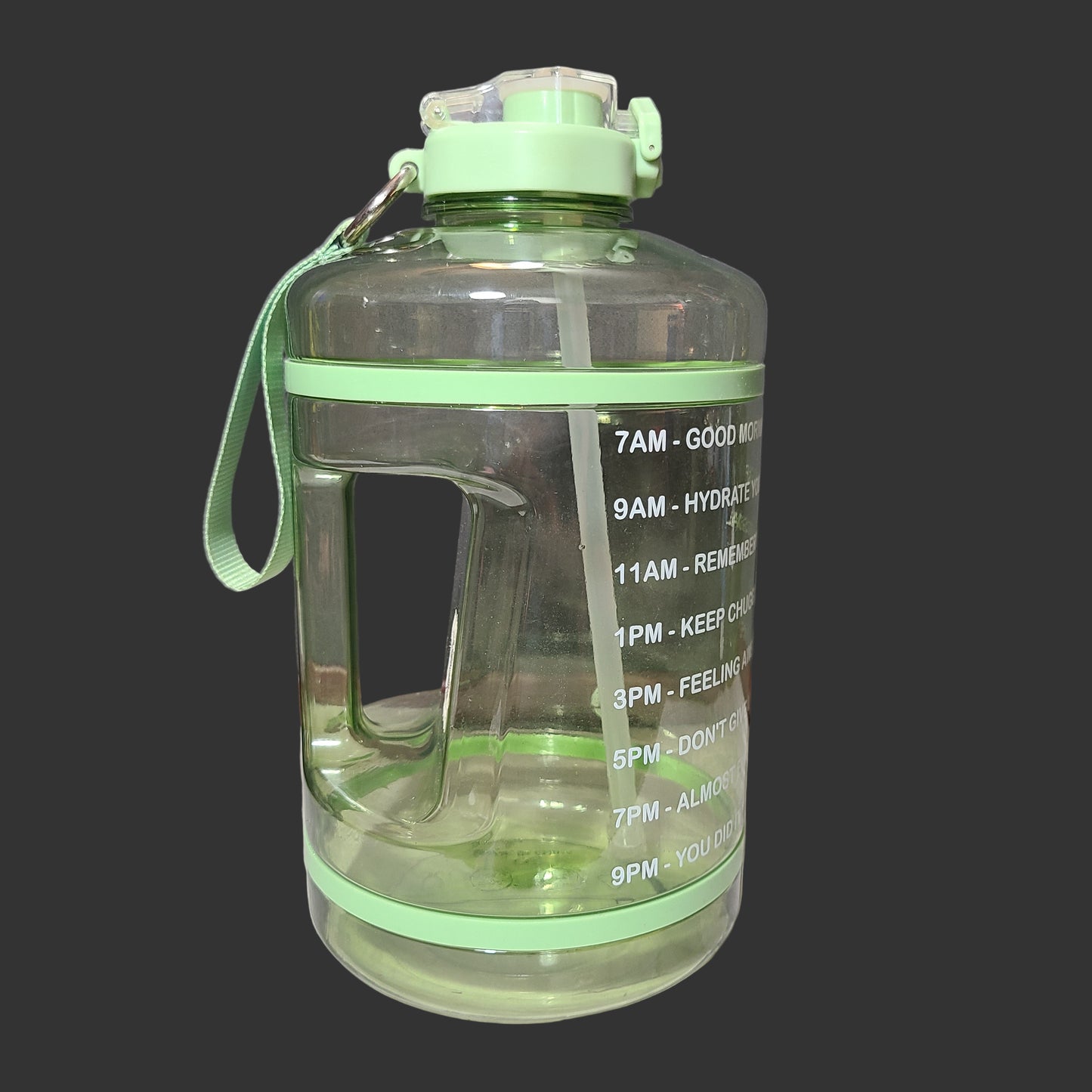 TAL Green Motivational Gallon Jug Water Bottle w/ Handle & Strap - NEW