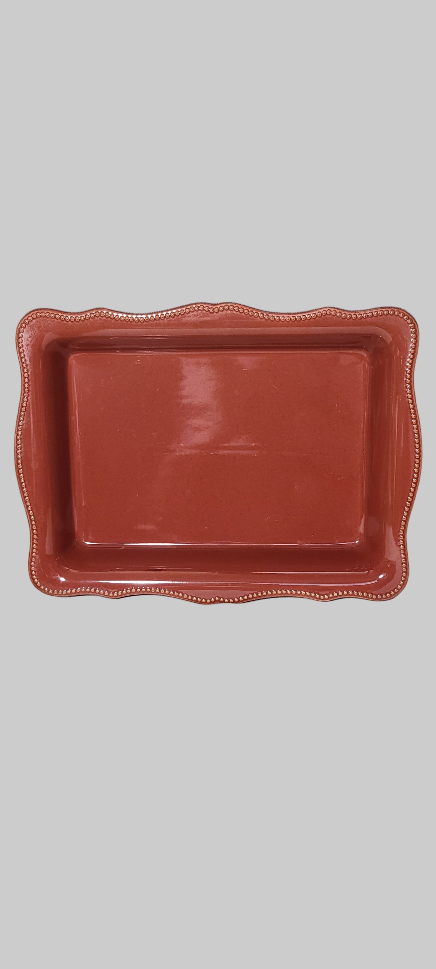 Bico Beaded Bakeware Red Stoneware Baking Dish - USED
