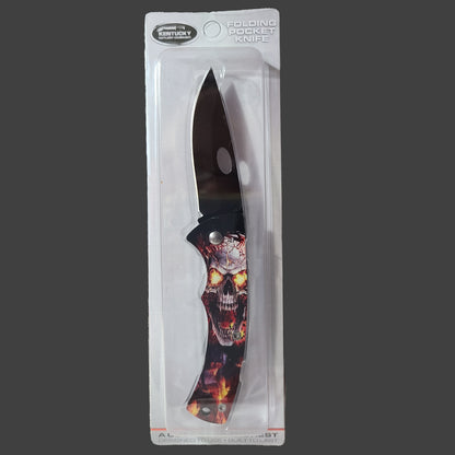 Kentucky Cutlery Company Red Skull Folding Pocketknife - NEW