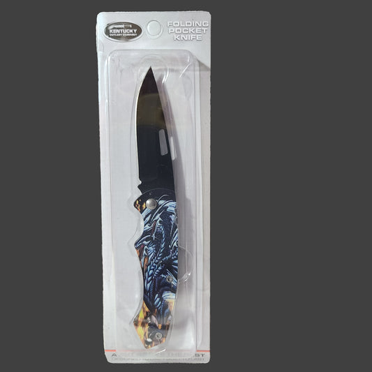 Kentucky Cutlery Company Blue Dragon Folding Pocketknife - NEW