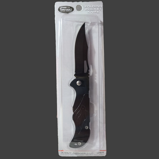 Kentucky Cutlery Company Solid Black Folding Pocketknife - NEW