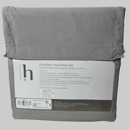 Home Expressions Siberian Gray Microfiber Plus Sheet Set - Twin - NEW