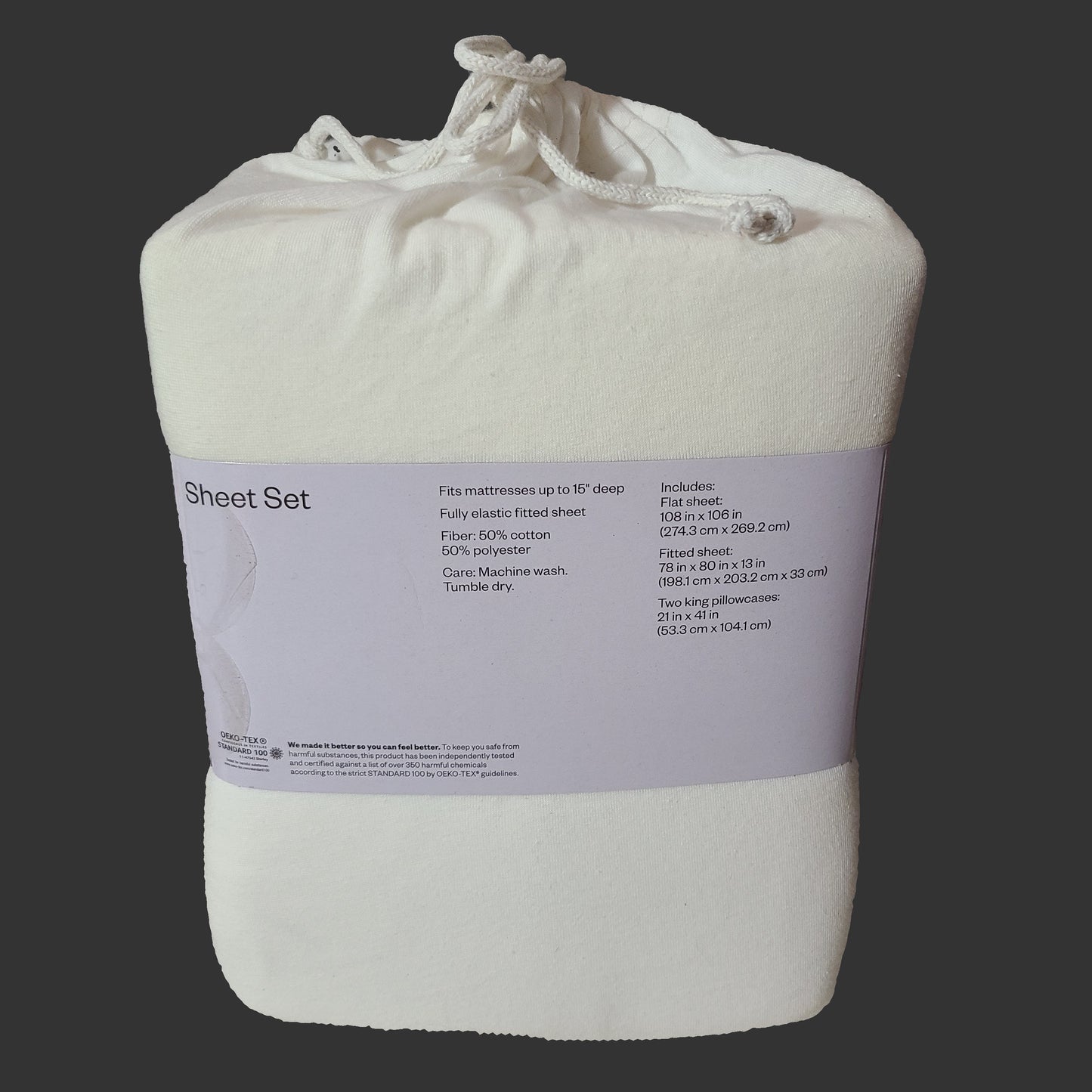 Room Essentials White Jersey Sheet Set - King - NEW