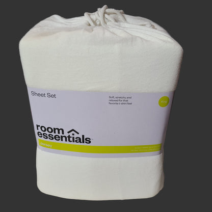 Room Essentials White Jersey Sheet Set - King - NEW