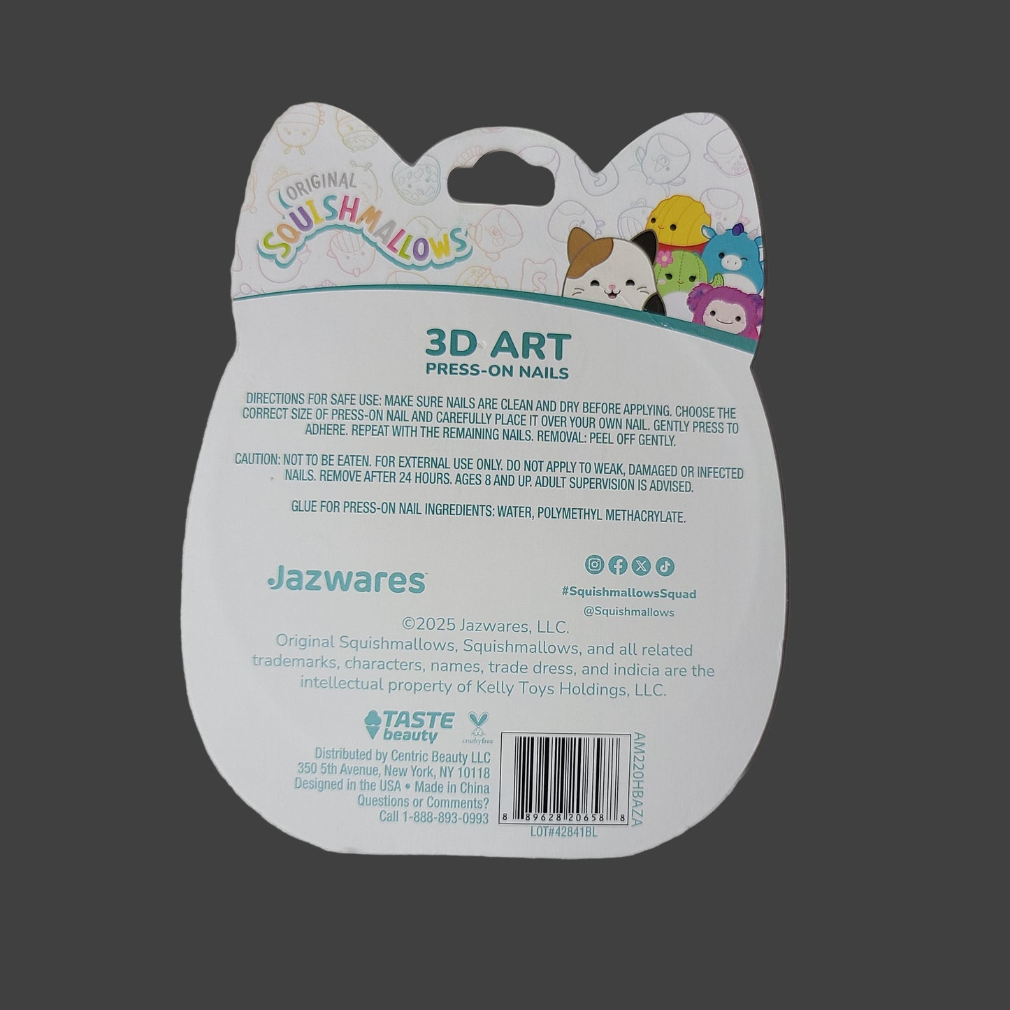 Original Squishmallows 24PC Press-On Nails - 3D Art - NEW