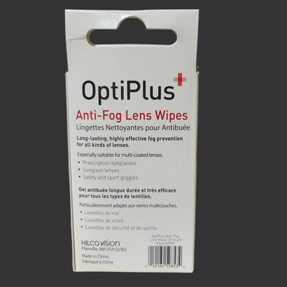 OptiPlus Anti-Fog Lens Wipes - 30 Count - NEW