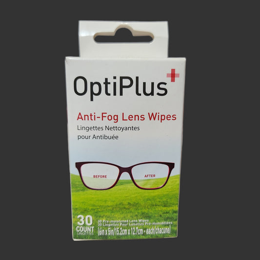 OptiPlus Anti-Fog Lens Wipes - 30 Count - NEW