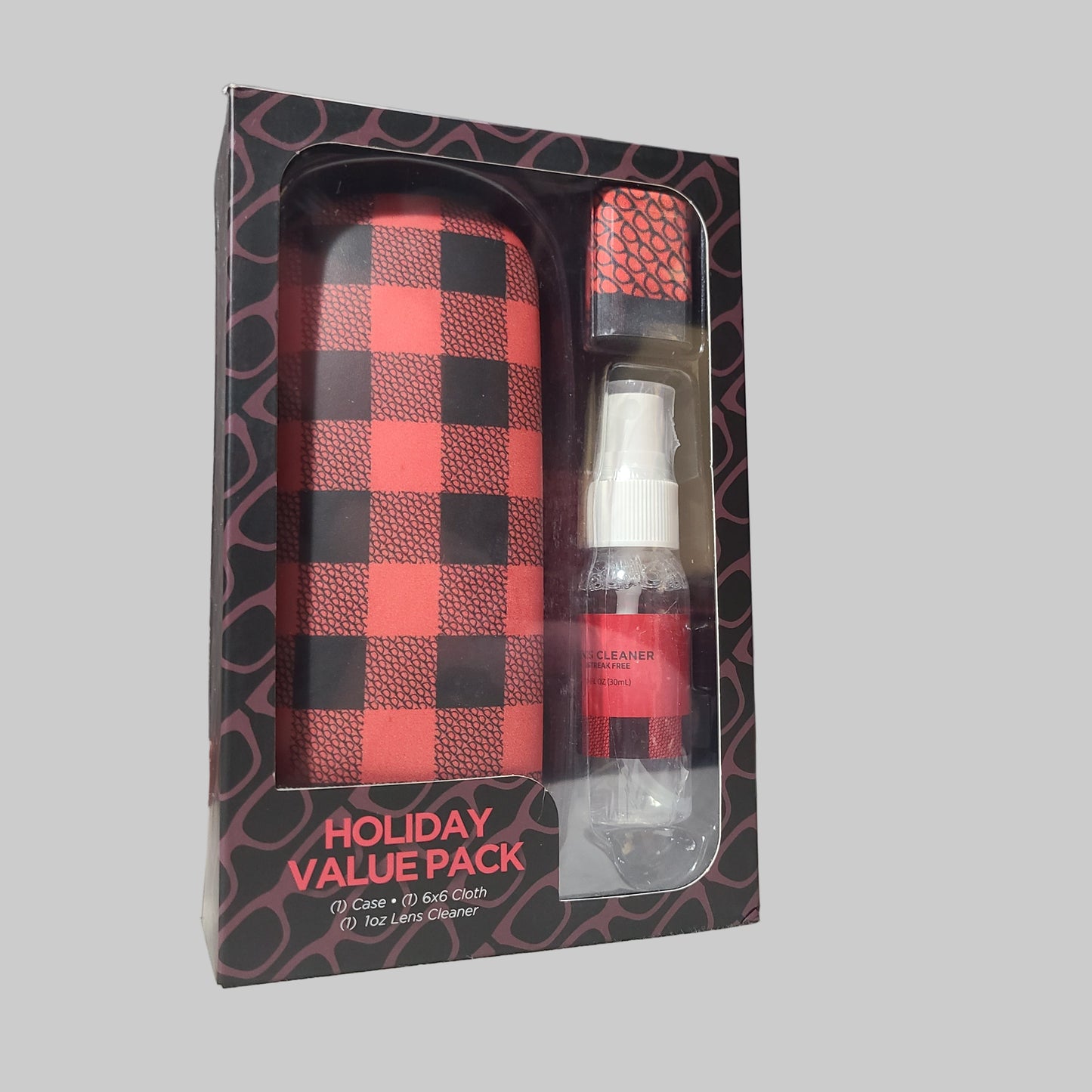 Red & Black Plaid Glasses Accessory Value Pack - NEW