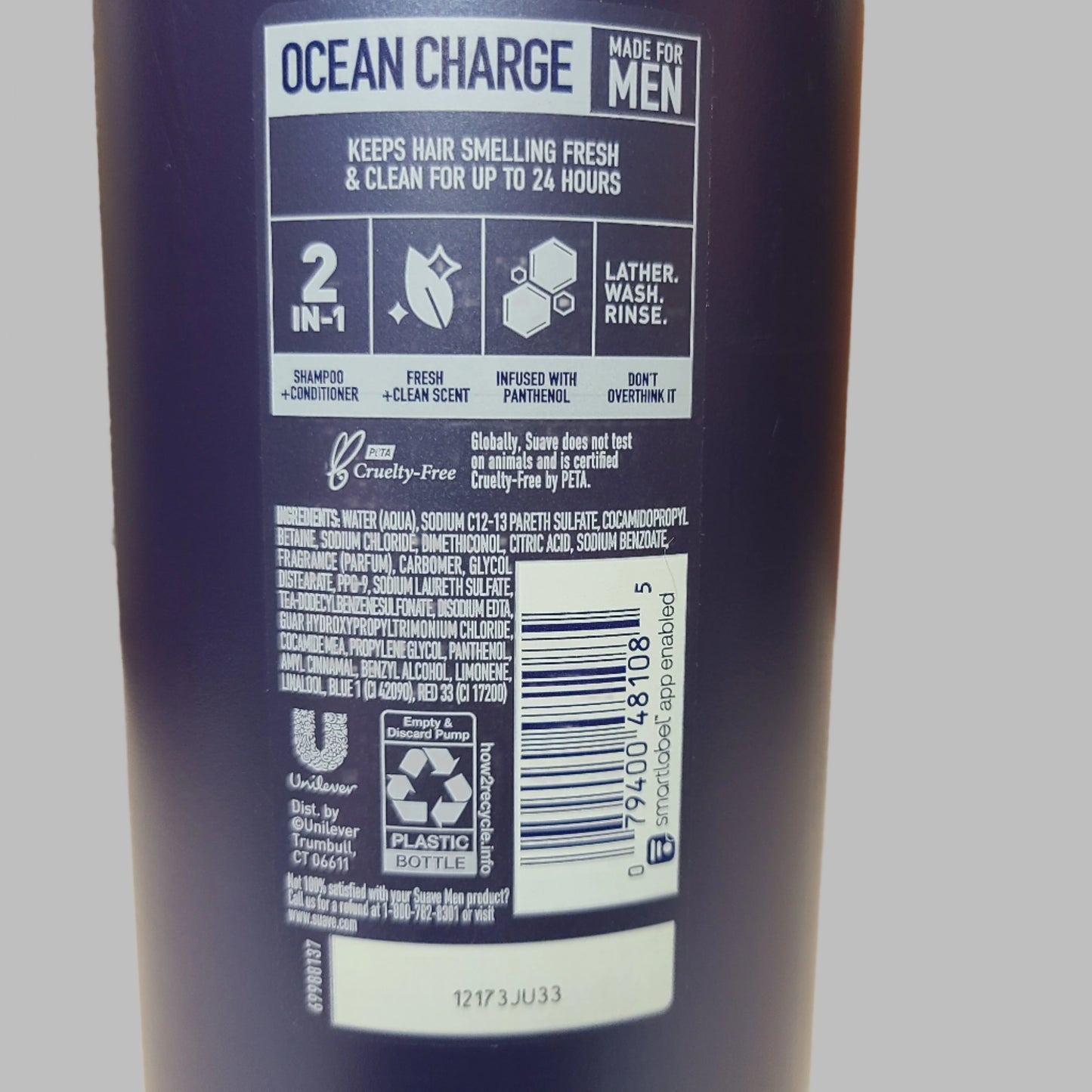 Suave Men 40 FL OZ Ocean Charge 2-in-1 Marine & Drift Wood Scent Refreshing Shampoo + Conditioner - NEW