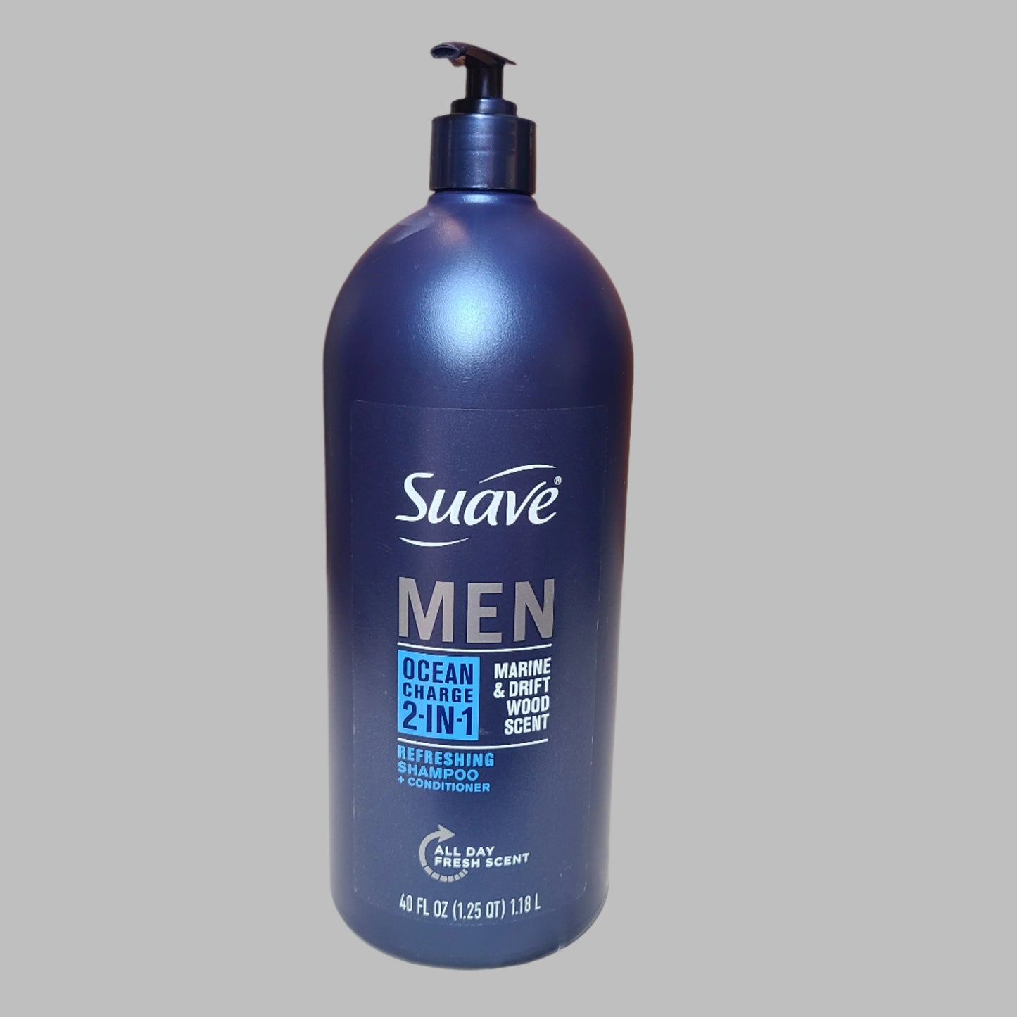 Suave Men 40 FL OZ Ocean Charge 2-in-1 Marine & Drift Wood Scent Refreshing Shampoo + Conditioner - NEW