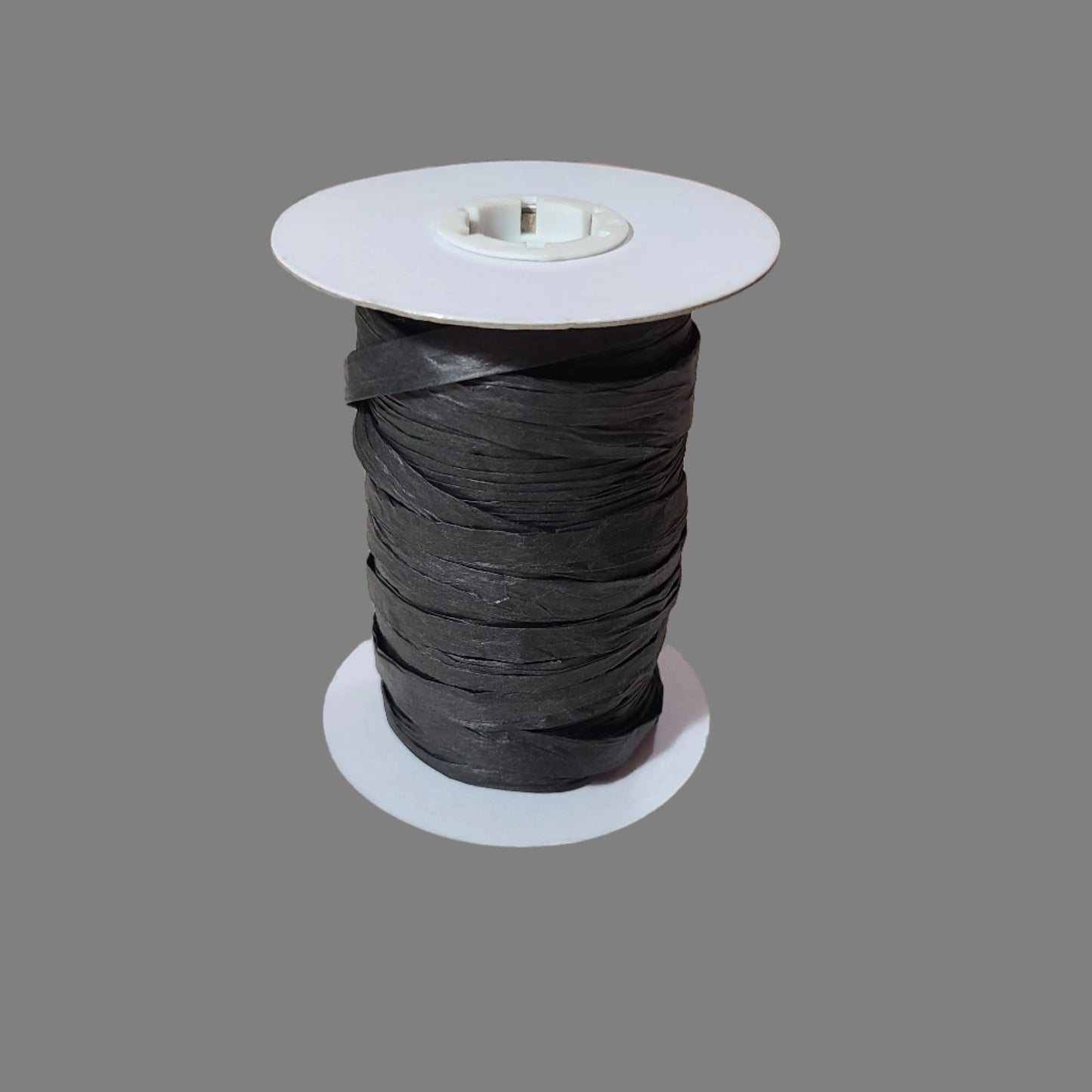 Partial Natural Black Raffia Straw Ribbon - AS IS