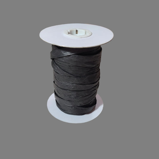 Partial Natural Black Raffia Straw Ribbon - AS IS