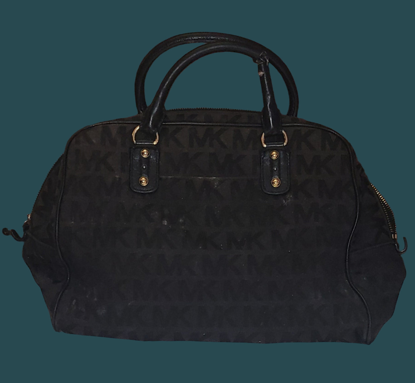 Michael Kors MK Black Logo Fabric Bag – Handle Damage - AS IS