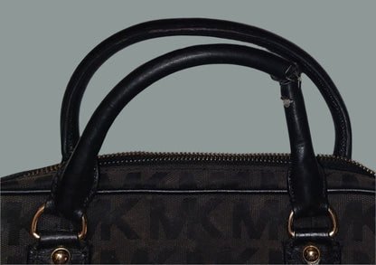 Michael Kors MK Black Logo Fabric Bag – Handle Damage - AS IS